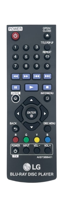 Front view of Blu-Ray DVD Remote control AKB73896401 AKB73896401